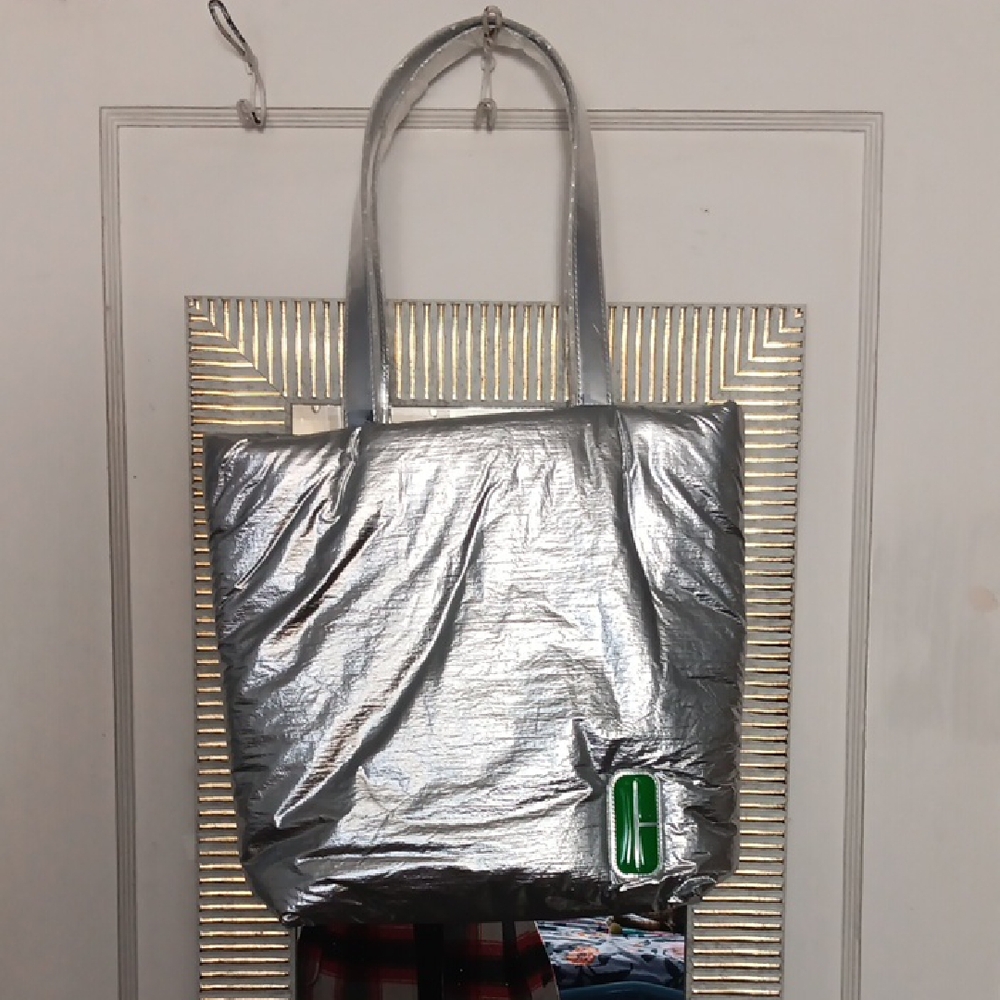 Clinique Silver Puffy Tote, NWTs